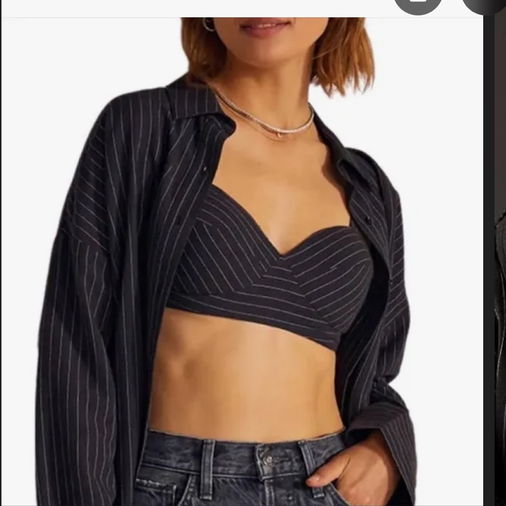 Favorite Daughter Women's Black Pinstripe bra size small
